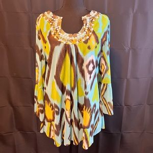 Brown Multicolor Blouse by The Collective Works of Berek